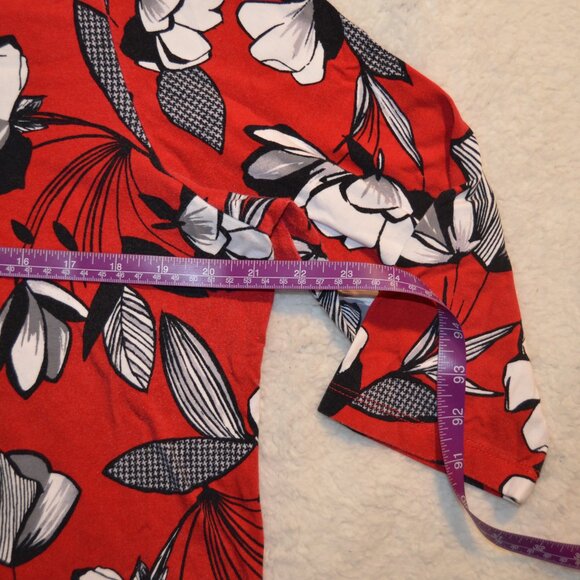 Alfred Dunner Red black white Floral Patterned blouse size L - Picture 6 of 13
